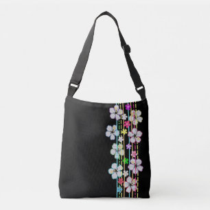 Black W/Flowers Crossbody Bag