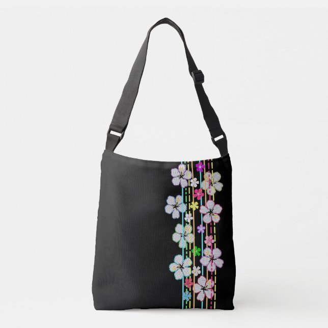 Black W/Flowers Crossbody Bag (Front)
