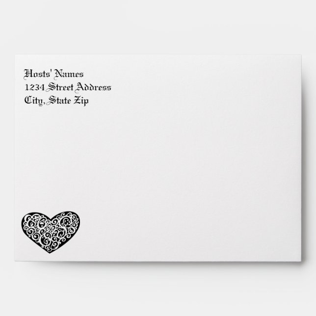Black w/White Swirly Heart - Envelope (Front)