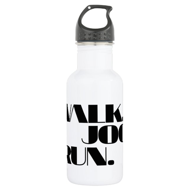 BLACK WALK JOG RUN (font CHUNKY) 532 Ml Water Bottle (Front)