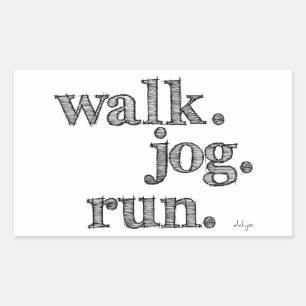 BLACK WALK JOG RUN (font SHADED) Rectangular Sticker