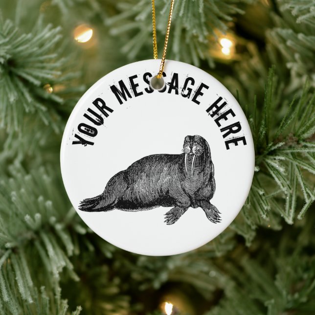 Black Walrus simple Illustration Ceramic Tree Decoration (Tree)