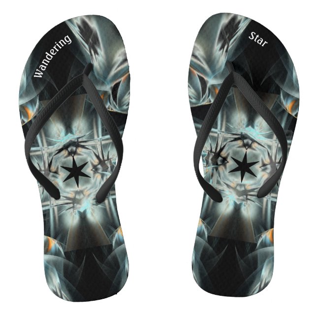 Black Wandering Star Abstract Black & White Jandals (Footbed)