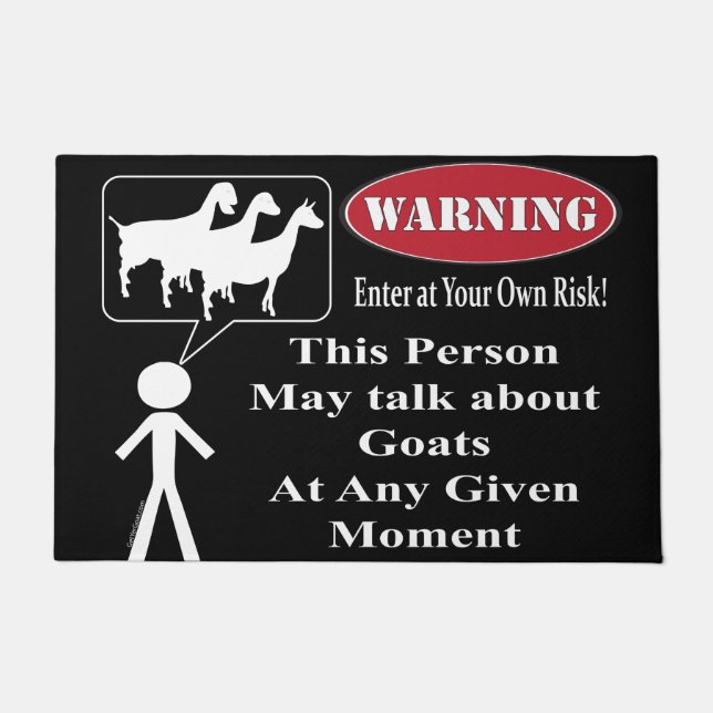 Black Warning This Person May Talk About Goats Doormat (Front)