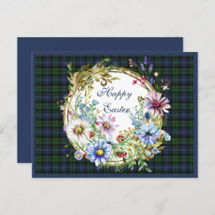 Black Watch Ancient Scottish Tartan Easter Floral Holiday Postcard