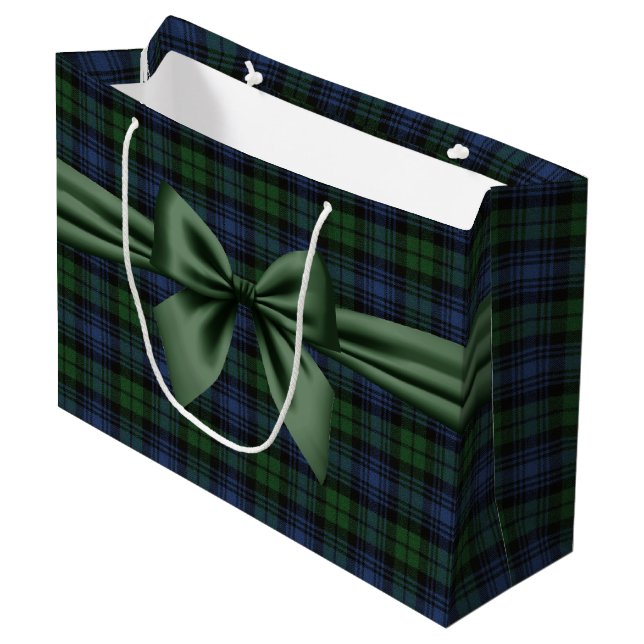 Black Watch Ancient Scottish Tartan Large Gift Bag (Front Angled)