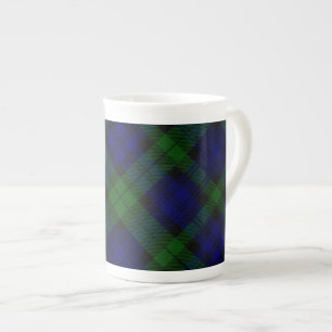 Black Watch clan tartan blue green plaid Bone China Mug