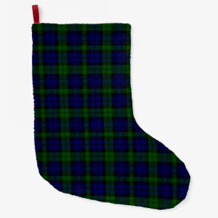 Black Watch clan tartan blue green plaid Large Christmas Stocking