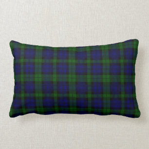 Black Watch clan tartan blue green plaid Lumbar Cushion