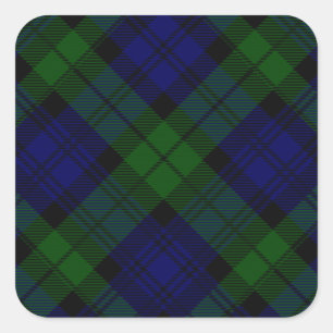 Black Watch clan tartan blue green plaid Square Sticker