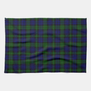 Black Watch clan tartan blue green plaid Tea Towel