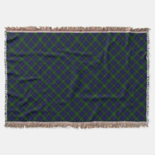 Black Watch clan tartan blue green plaid Throw Blanket