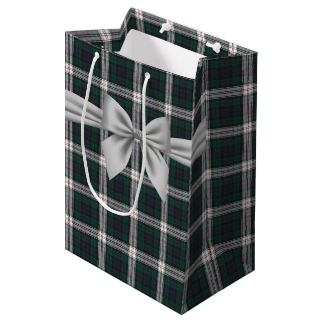 Black Watch Dress Modern Scottish Tartan Medium Gift Bag (Front Angled)