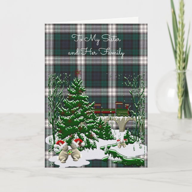 Black Watch Dress Modern Tartan Sister Christmas Holiday Card (Front)