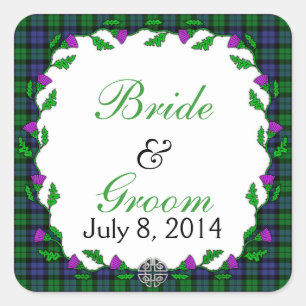 Black Watch Military Celtic Wedding Favour Square Sticker