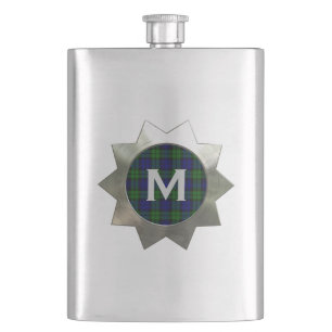 Black Watch Plaid Monogram Flask