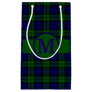 Black Watch Plaid Tartan Personalise Small Gift Bag