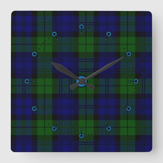 Black Watch Plaid Wall Clock (Front)