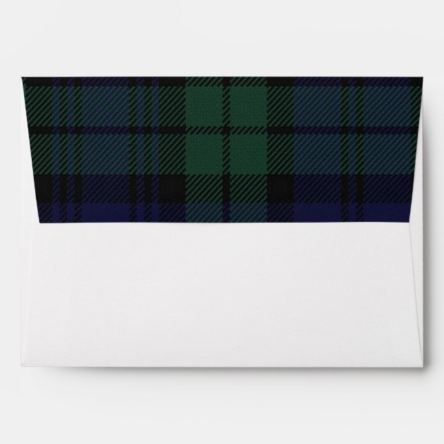 Black Watch Plaid Wedding Envelope (Back (Top Flap))