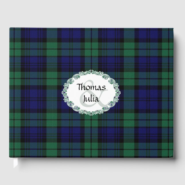 Black Watch Plaid Wedding Guest Book (Front)