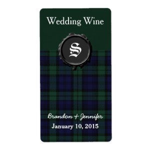 Black Watch Plaid Wedding Mini Wine Labels