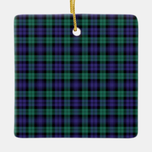 Black Watch Scottish Tartan Ceramic Ornament (Front)