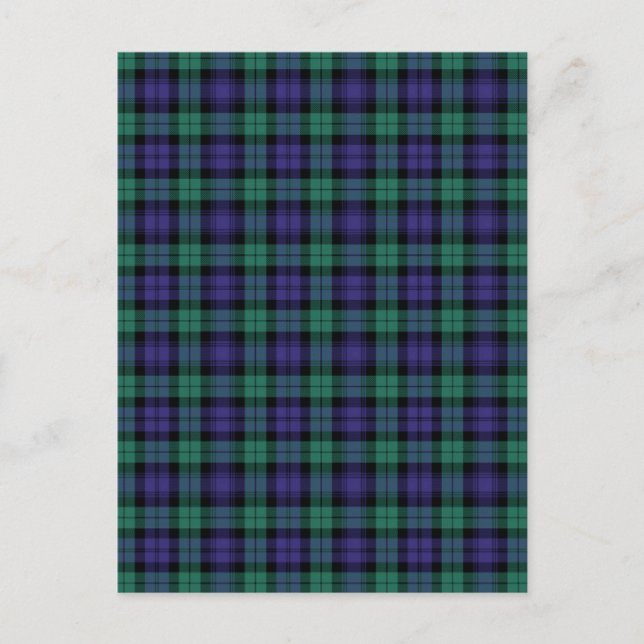 Black Watch Scottish Tartan Holiday Postcard (Front)
