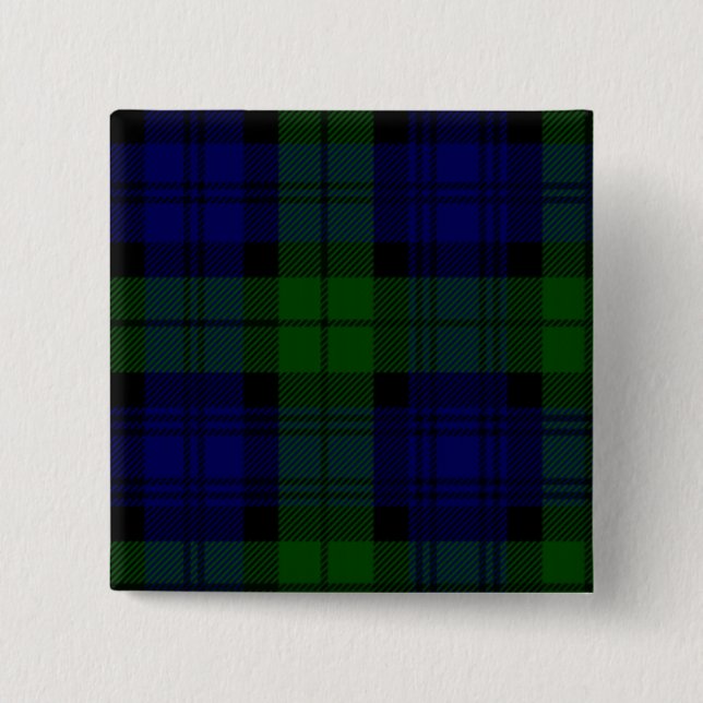 Black Watch Tartan Blue Green Plaid 15 Cm Square Badge (Front)