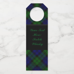 Black Watch Tartan Blue Green Plaid Bottle Tag