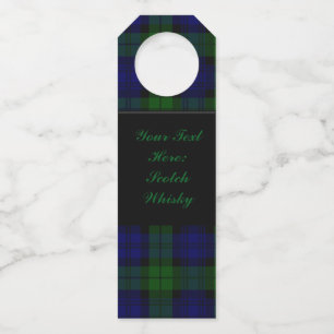 Black Watch Tartan Blue Green Plaid Bottle Tag