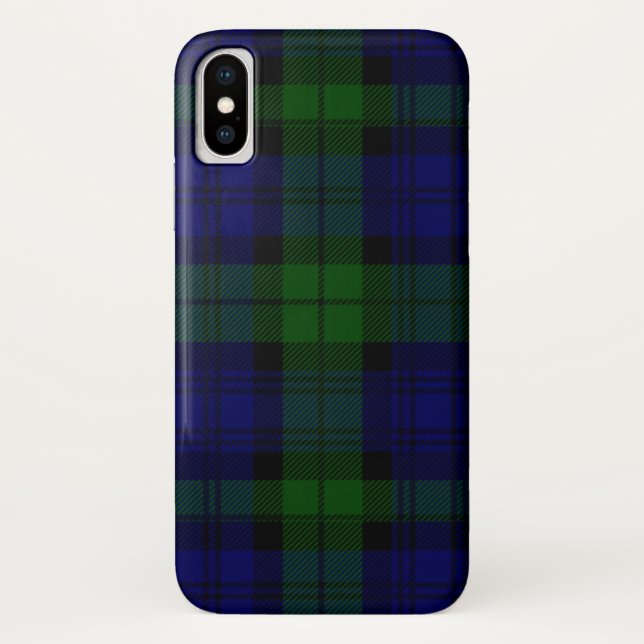 Black Watch Tartan Blue Green Plaid Case-Mate iPhone Case (Back)