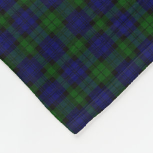 Black Watch Tartan Blue Green Plaid Fleece Blanket