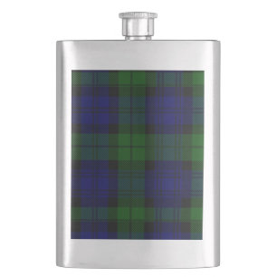 Black Watch Tartan Blue Green Plaid Hip Flask