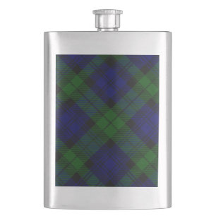 Black Watch Tartan Blue Green Plaid Hip Flask