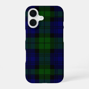 Black Watch Tartan Blue Green Plaid iPhone 16 Case