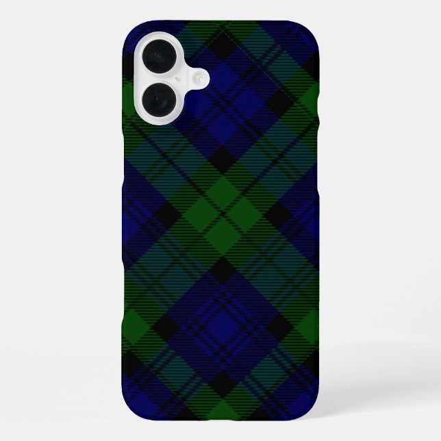 Black Watch Tartan Blue Green Plaid iPhone Case (Back)