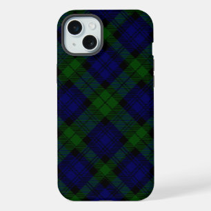 Black Watch Tartan Blue Green Plaid iPhone 15 Plus Case