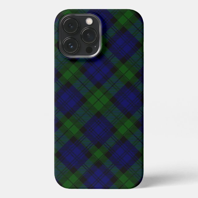 Black Watch Tartan Blue Green Plaid iPhone Case (Back)
