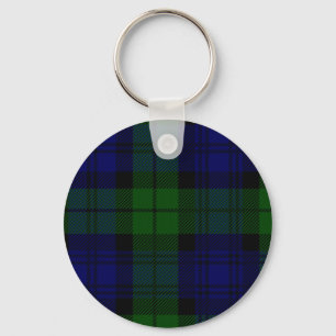 Black Watch Tartan Blue Green Plaid Key Ring