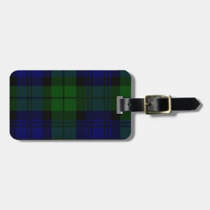Black Watch Tartan Blue Green Plaid Luggage Tag
