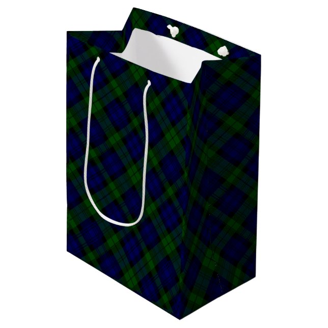 Black Watch Tartan Blue Green Plaid Medium Gift Bag (Front Angled)