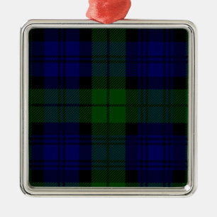 Black Watch Tartan Blue Green Plaid Metal Tree Decoration