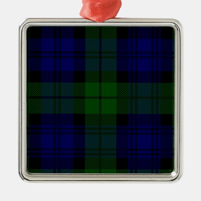 Black Watch Tartan Blue Green Plaid Metal Tree Decoration (Front)