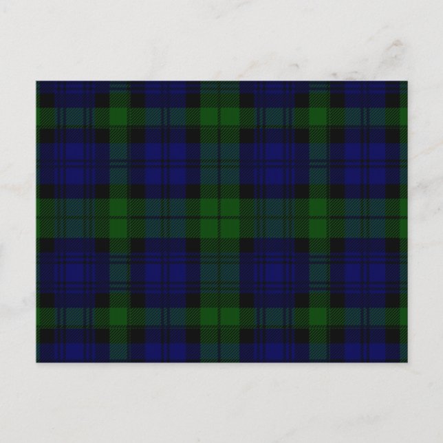 Black Watch Tartan Blue Green Plaid Postcard (Front)