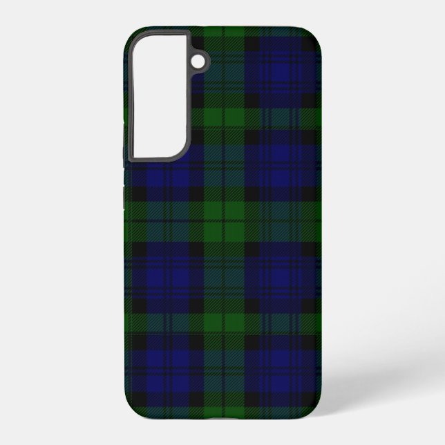 Black Watch Tartan Blue Green Plaid Samsung Galaxy S22+ Case (Back)