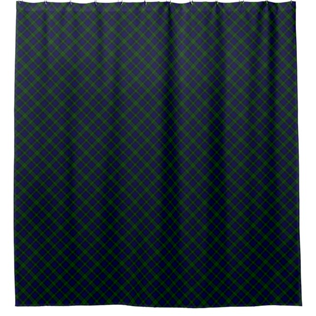 Black Watch Tartan Blue Green Plaid Shower Curtain (Front)