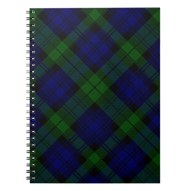 Black Watch Tartan Blue Green Plaid Spiral Notebook (Front)