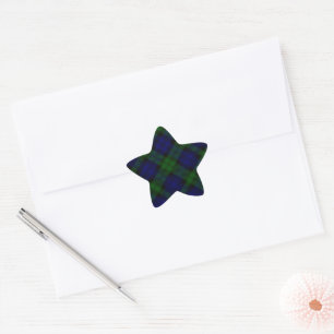 Black Watch Tartan Blue Green Plaid Star Sticker