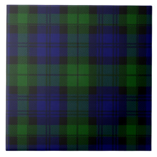 Black Watch Tartan Blue Green Plaid Tile