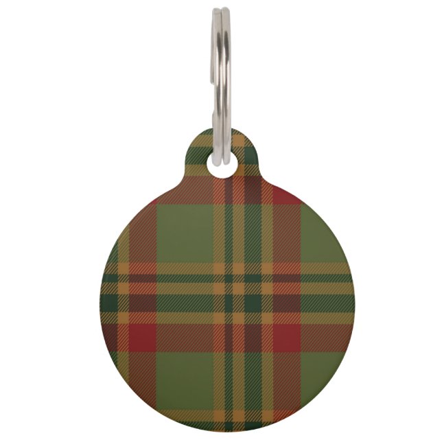 Black Watch Tartan Fabric Pattern Pet Tag (Back)